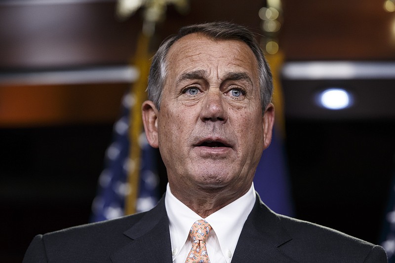 
              In this photo taken Feb. 26, 2015, then House Speaker John Boehner speaks on Capitol Hill in Washington. Boehner says that aside from international affairs and foreign policy, President Donald Trump’s time in office has been a “complete disaster.”  (AP Photo/J. Scott Applewhite)
            