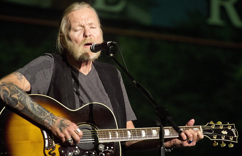 In this May 16, 2016, photo, Rock and Roll Hall of Famer Gregg Allman performs during Mercer University's Commencement Saturday at Hawkins Arena in Macon, Ga. Allman received an honorary Doctor of Humanities degree. On Saturday, May 27, 2017, his manager said the musician has died. He was 69. (Jason Vorhees/The Macon Telegraph via AP)