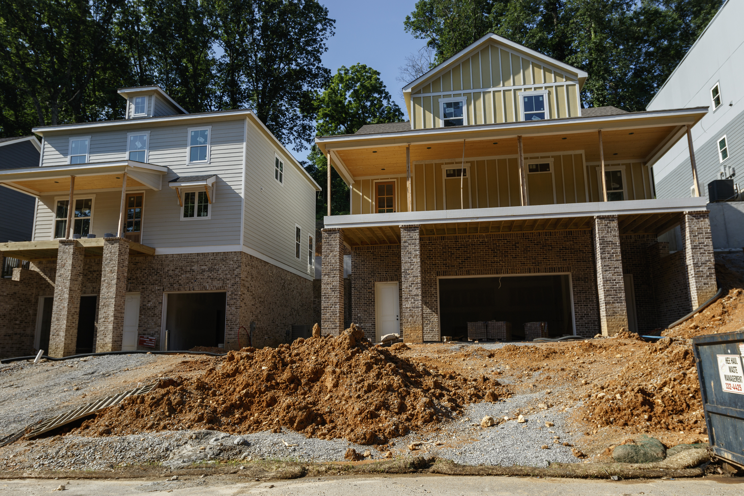 New homes are under construction on Dartmouth Street between Curve Street and Knickerbocker Lane on Wednesday, May 31, 2017, in Chattanooga, Tenn.