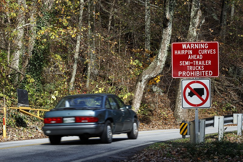 A sign advises drivers to use caution as they approach the W Road near Anderson Pike in Walden. Though signs like these have been installed along Anderson Pike, accidents continue to occur.