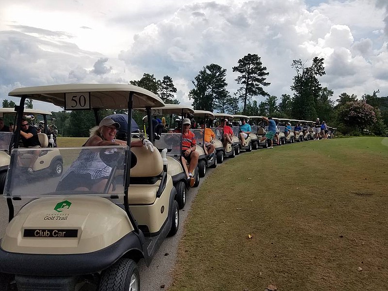 Golfers head out to play at the 2016 Drives for Lives golf tournament. (Contributed photo)