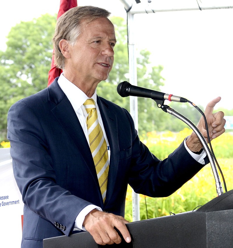 Gov. Bill Haslam speaks before signing the IMPROVE Act.  Tennessee Gov. Bill Haslam  signed the IMPROVE Act Bill at the Tennessee Welcome Center in East Ridge, Tenn. on June 4, 2017.  