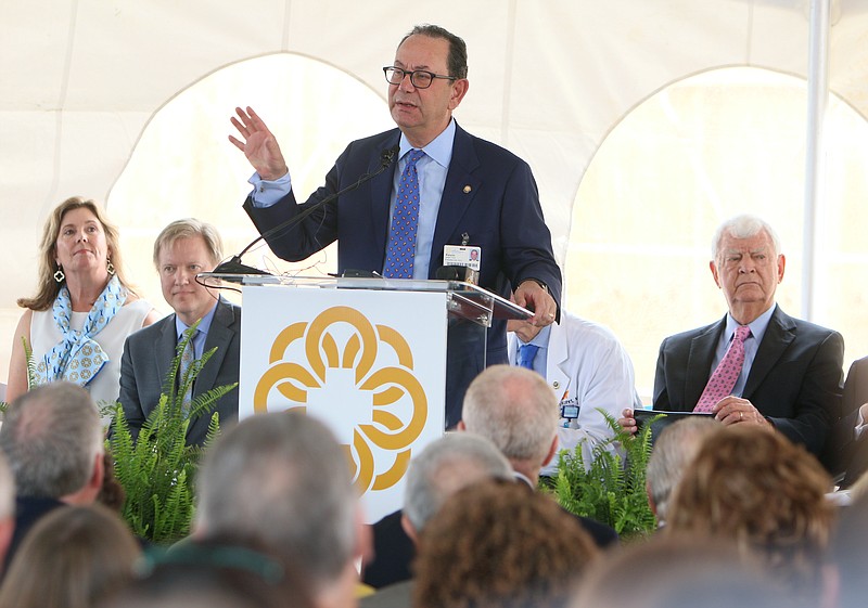 President and Chief Executive Officer for the Erlanger Health System Kevin Spiegel speaks Tues., June 6, 2017, during the ground breaking ceremony at the site for the new Erlanger Children's Hospital on Third Street in Chattanooga, Tenn. Hundreds showed up in support of the new facility being built. 