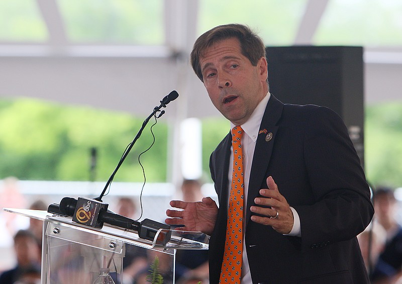 Rep. Chuck Fleischmann speaks Tues., June 6, 2017, during the ground breaking ceremony at the site for the new Erlanger Children's Hospital on Third Street in Chattanooga, Tenn. The $40 million, three-story building on the corner of Third and Palmetto streets is scheduled to open in 18 months. 