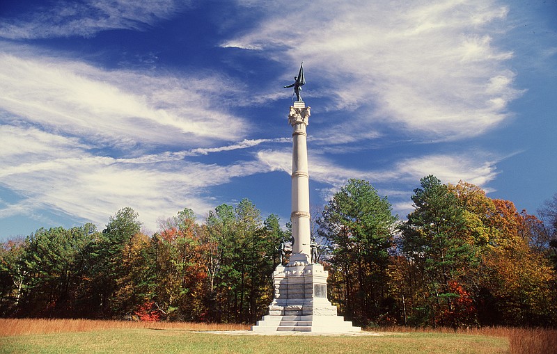 The Georgia Monument dominates the Poe Field in Chickamauga National Military Park. The Civil War Trust is hosting its annual conference in Chattanooga this year, with tours of the battlefields around Chattanooga and Chickamauga, historian talks and exhibits.