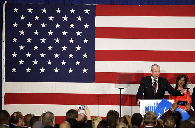 Phil Murphy speaks to supporters during a Democratic primary election watch party at the Robert Treat Hotel, Tuesday, June 6, 2017, at in Newark, N.J. (AP Photo/Julio Cortez)