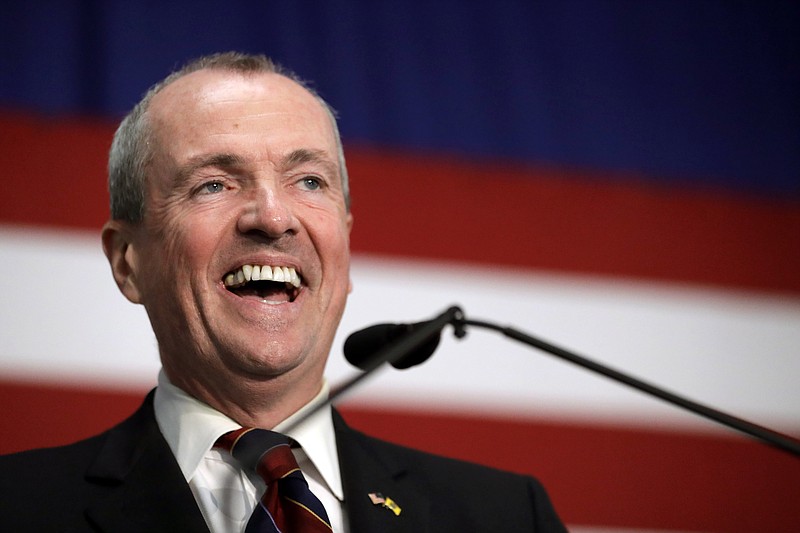
              Phil Murphy talks to supporters during a Democratic primary election watch party at the Robert Treat Hotel, Tuesday, June 6, 2017, in Newark, N.J. Murphy won the primary and will face New Jersey Lt. Gov. Kim Guadagno, who won the Republican primary. (AP Photo/Julio Cortez)
            