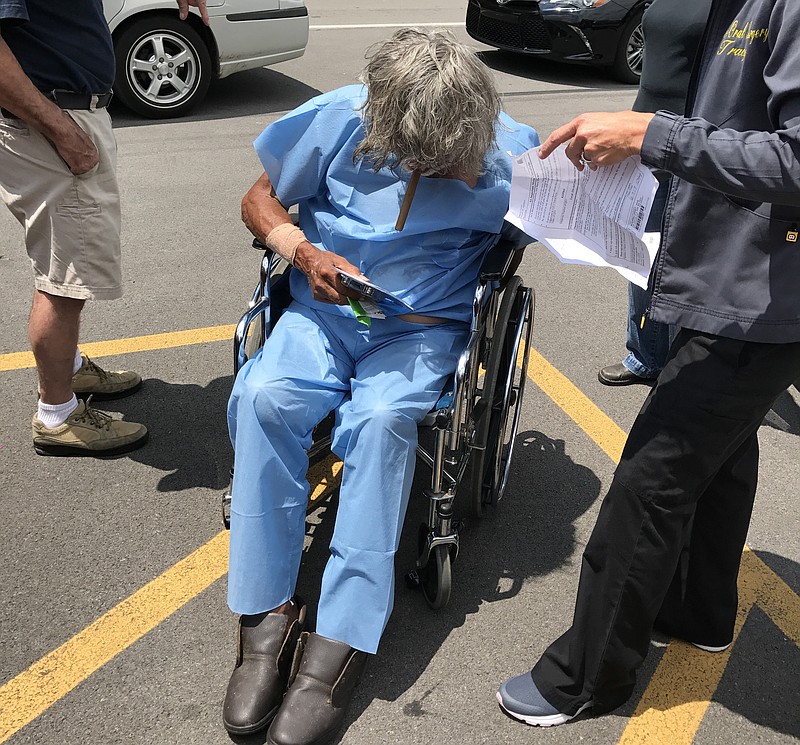 This man was allegedly discharged heavily medicated, alone and in a wheelchair from Tennova Healthcare in Cleveland, Tenn. (Photo by Joshua Standifer)