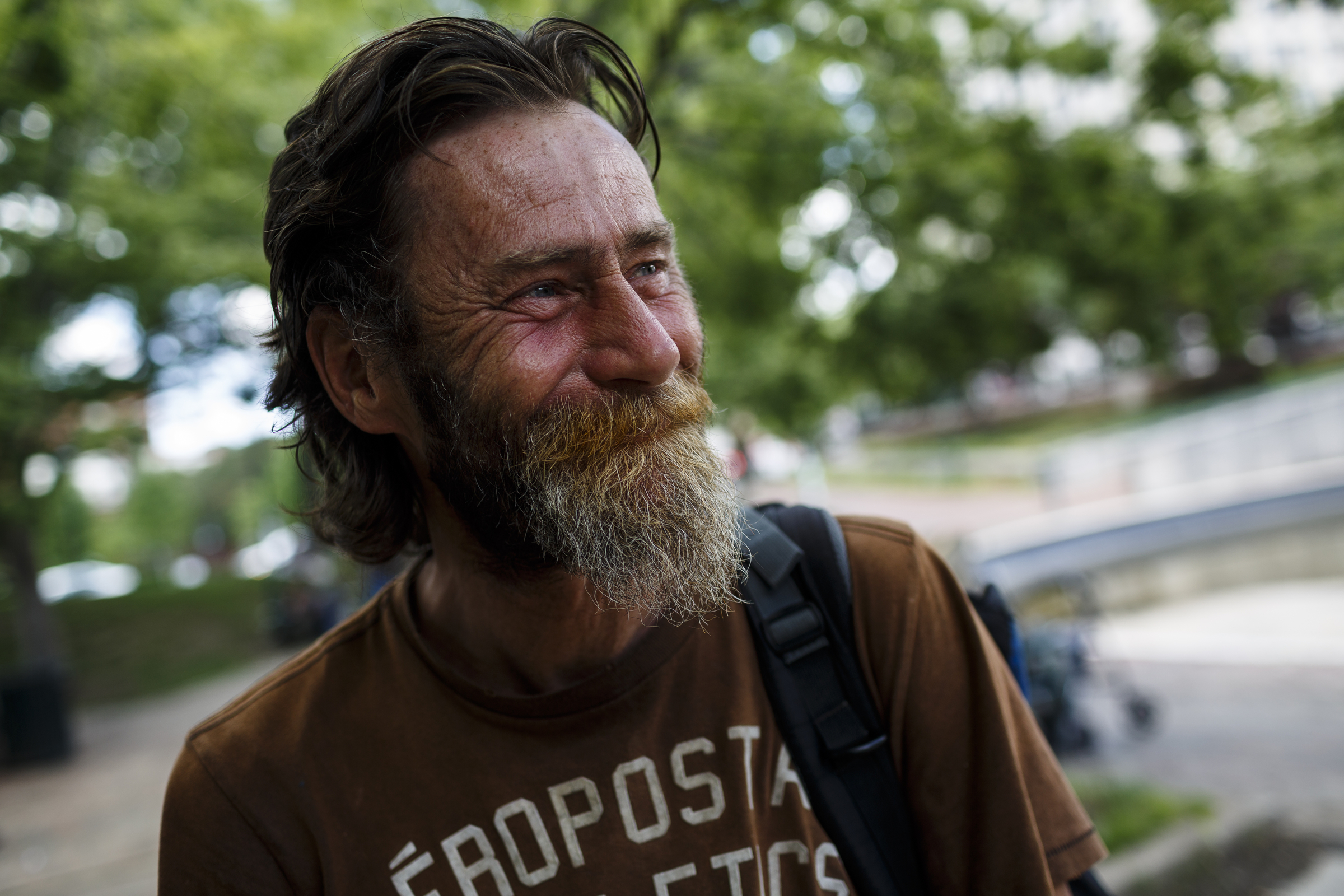 Mitch Redfern, who says he is a homeless veteran, is photographed in Miller Park on Friday, June 9, 2017, in Chattanooga, Tenn. The park will be closing for extensive renovations, and some of the homeless who spend their days in the park say they are worried about being displaced.