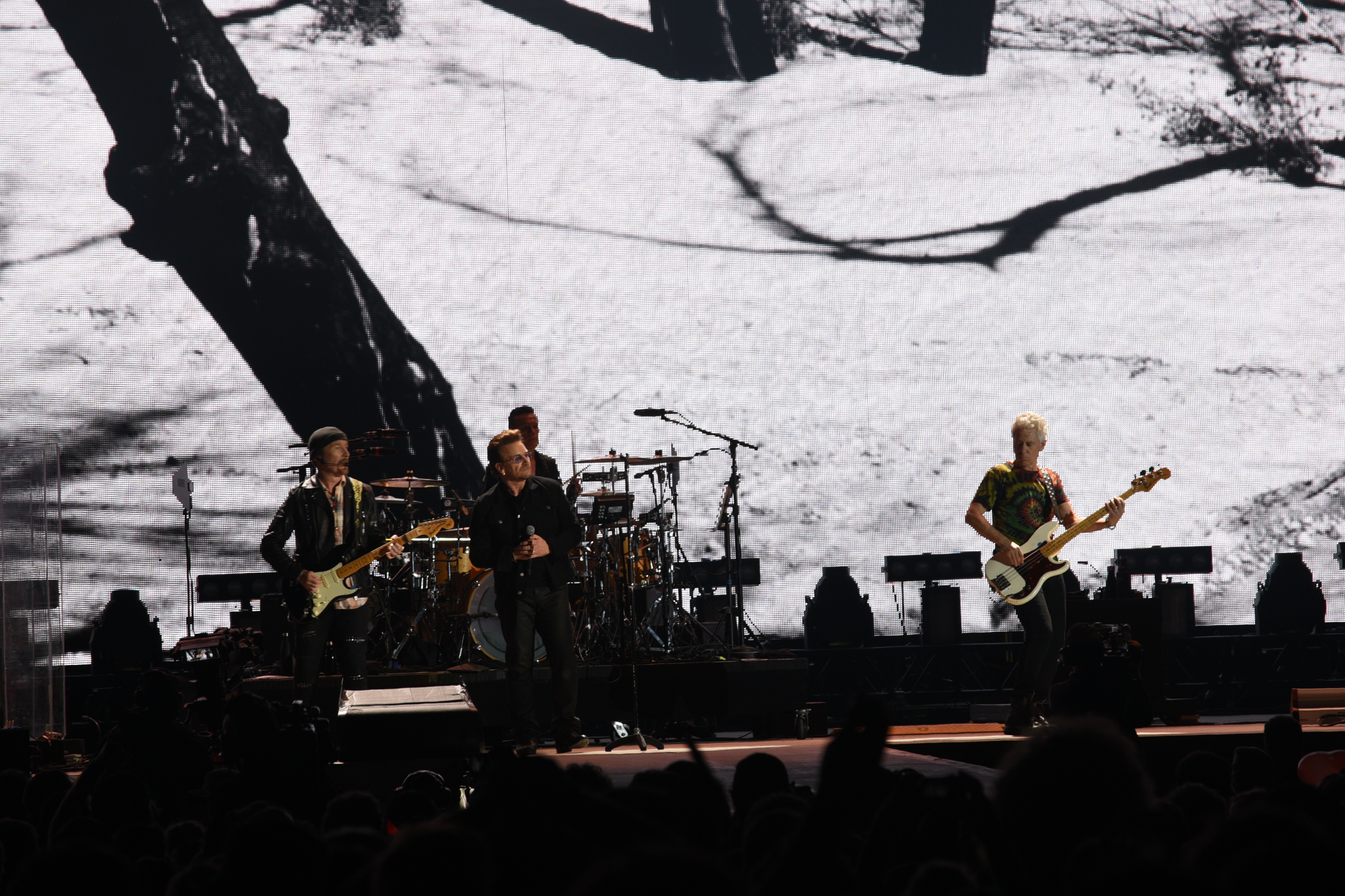 The Edge, Adam Clayton, Bono and Larry Mulli Jr. of U2.
