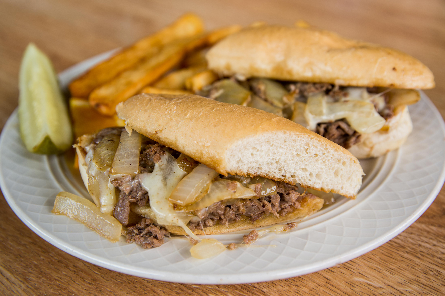 The philly cheesesteak at Aris' Harbor Light. (Photo by Mark Gilliland)