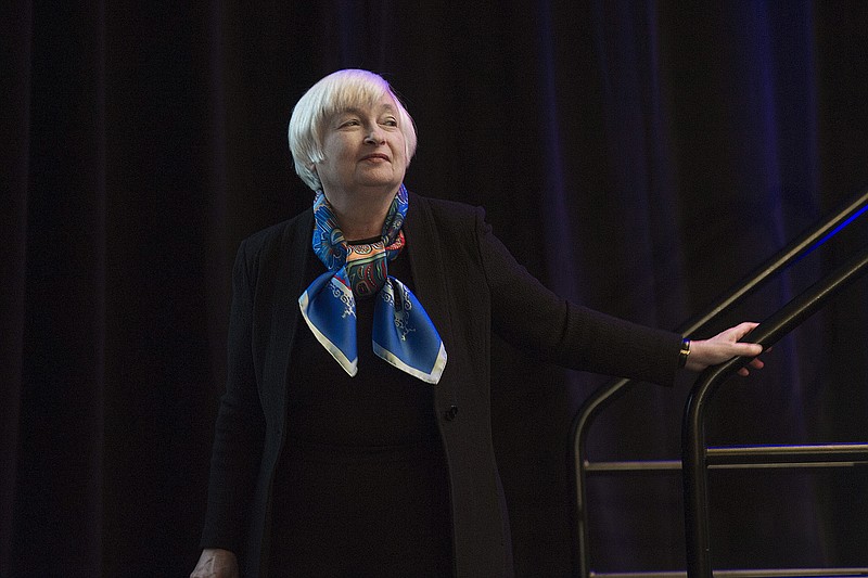 
              FILE - In this Thursday, March 23, 2017, file photo, Federal Reserve Chair Janet Yellen steps offstage after speaking at the Federal Reserve System Community Development Research Conference in Washington. There isn’t much suspense about what the Fed will announce when its latest policy meeting ends: That it’s raising its key short-term rate for the third time in six months. But anticipation surrounds the possibility that the Fed could signal policy shifts in a statement it will issue, in updated economic forecasts and in a news conference with Yellen. (AP Photo/Cliff Owen, File)
            