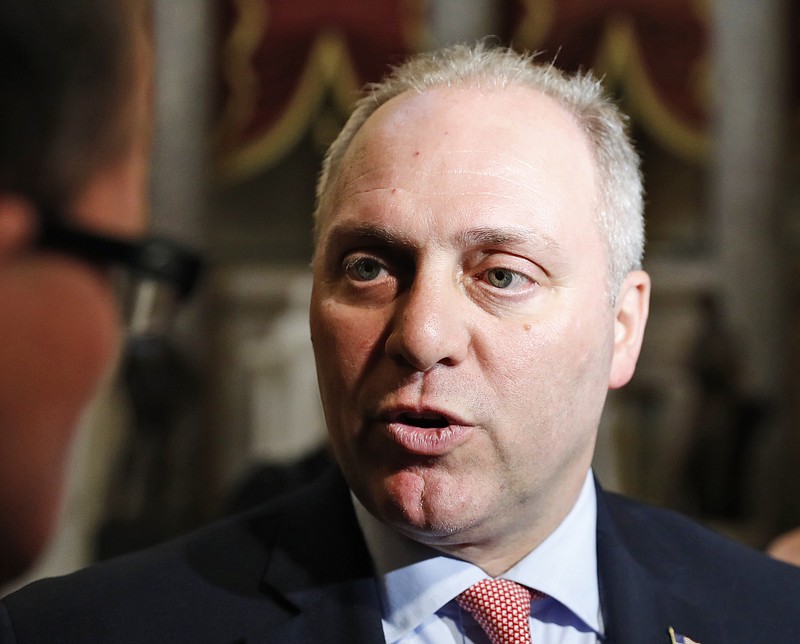 
              In this May 17, 2017 photo, Majority Whip Rep. Steve Scalise, R-La., speaks with the media on Capitol Hill in Washington. (AP Photo/Alex Brandon)
            