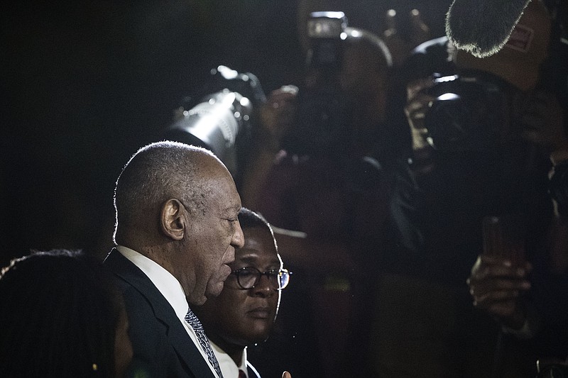 
              Bill Cosby speaks with members of the media as he departs from the Montgomery County Courthouse during his sexual assault trial in Norristown, Pa., Friday, June 16, 2017. (AP Photo/Matt Rourke)
            