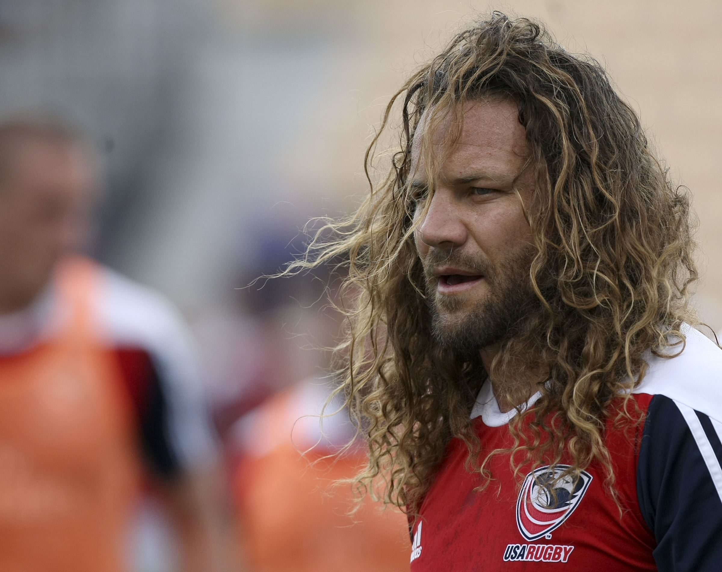 USA captain Todd Clever looks on during warmups before an international rugby test match against Georgia at Kennesaw State University's Fifth Third Bank Stadium on Saturday, June 17, in Kennesaw, Ga.