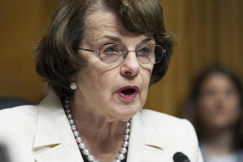 
              FILE - In this May 10, 2017, file photo, Sen. Dianne Feinstein of Calif., speaks on Capitol Hill in Washington. Free speech on college campuses attracted congressional attention on Tuesday as a Senate panel questioned students, academics and lawyers after the abrupt cancellation of several high-profile speeches from California to Texas. einstein of California said the universities can't always deal with the fallout when anarchists and others respond to the appearance of a speaker they oppose. She said the biggest threat of violence often comes from people who don’t attend the university.  (AP Photo/Cliff Owen, File)
            