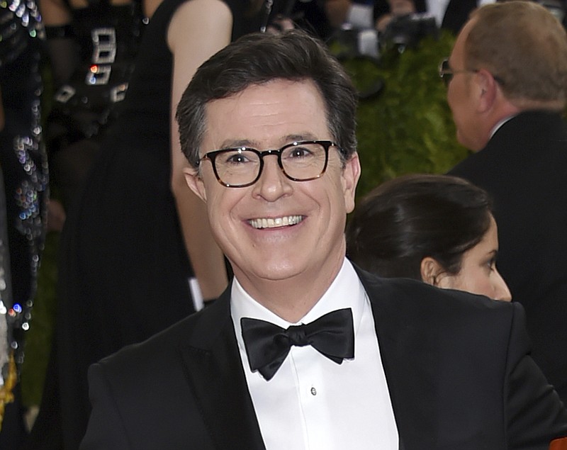 
              FILE - In this May 2, 2016 file photo, Stephen Colbert arrives at The Metropolitan Museum of Art Costume Institute Benefit Gala in New York. CBS said Thursday, June 22, 2017, that the late-night TV host is on assignment in Russia for a future broadcast.  (Photo by Evan Agostini/Invision/AP, File)
            