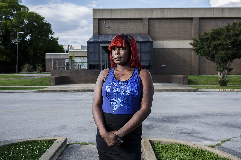 Amy Smartt is photographed outside of the Kingdom Center on Thursday, June 8, 2017, in Chattanooga, Tenn. Smartt is one of a group of women called Healing on Both Sides which is made up of parents who have lost children to violence.