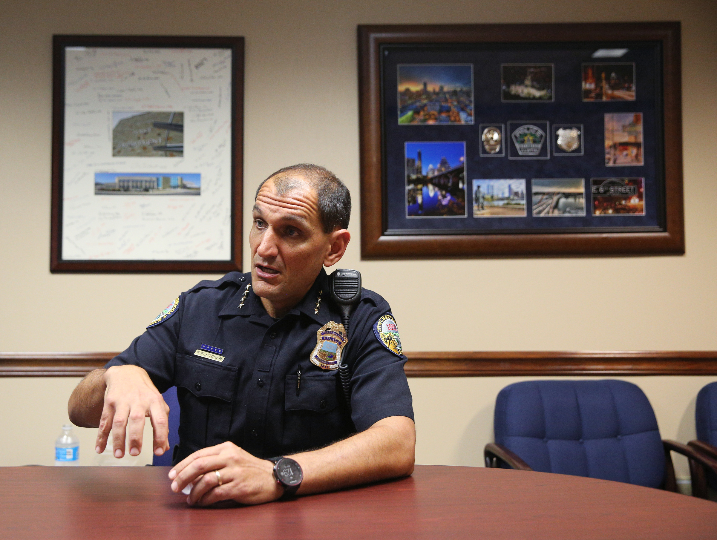 Chattanooga Police Chief Fred Fletcher talks about what he's most proud of from his time at the helm of the Chattanooga Police Department Monday, June 26, 2017, at the Chattanooga Police Service Center in Chattanooga, Tenn. Fletcher will be retiring in early July.