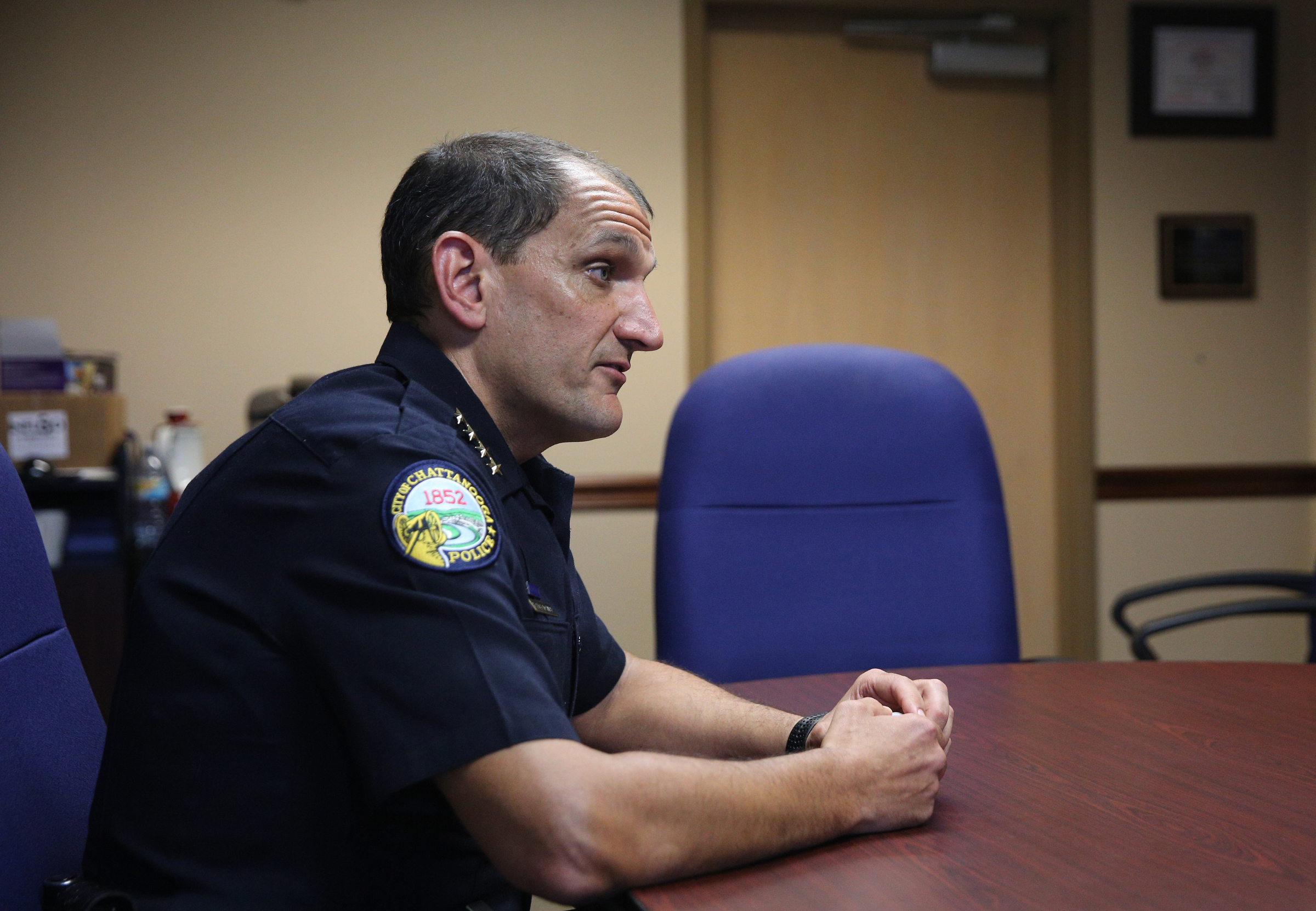 Chattanooga Police Chief Fred Fletcher talks about his time at the helm of the Chattanooga Police Department Monday, June 26, 2017, at the Chattanooga Police Service Center in Chattanooga, Tenn. Fletcher will be retiring in early July.