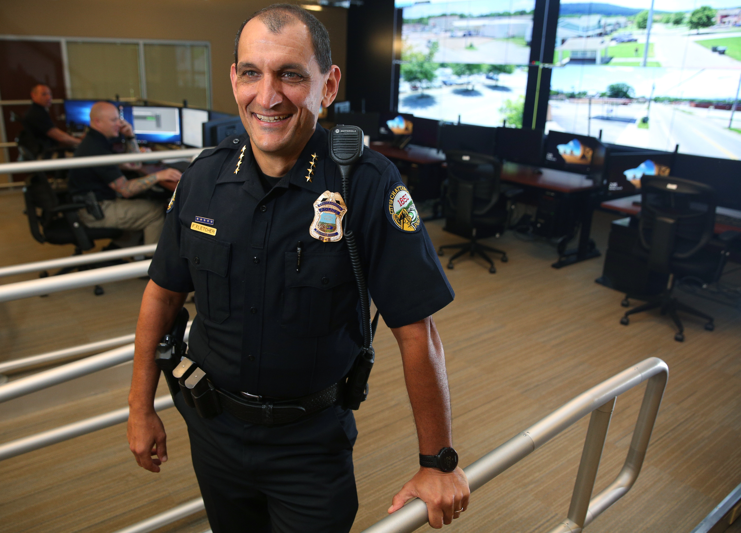 Chattanooga Police Chief Fred Fletcher poses for a photo Monday, June 26, 2017, at the Chattanooga Police Service Center in Chattanooga, Tenn. Fletcher will be retiring in early July.