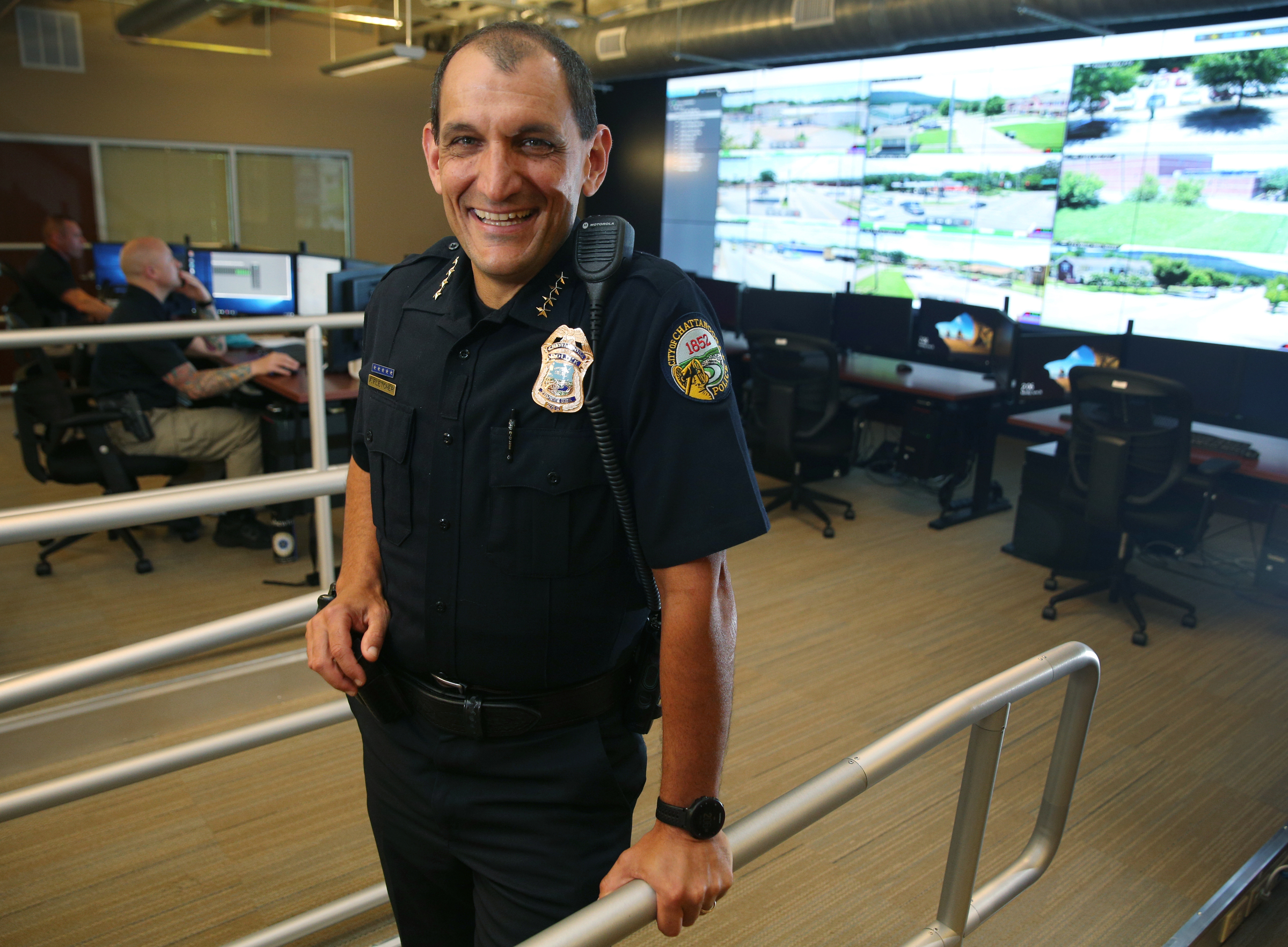 Chattanooga Police Chief Fred Fletcher poses for a photo Monday, June 26, 2017, at the Chattanooga Police Service Center in Chattanooga, Tenn. Fletcher will be retiring in early July.