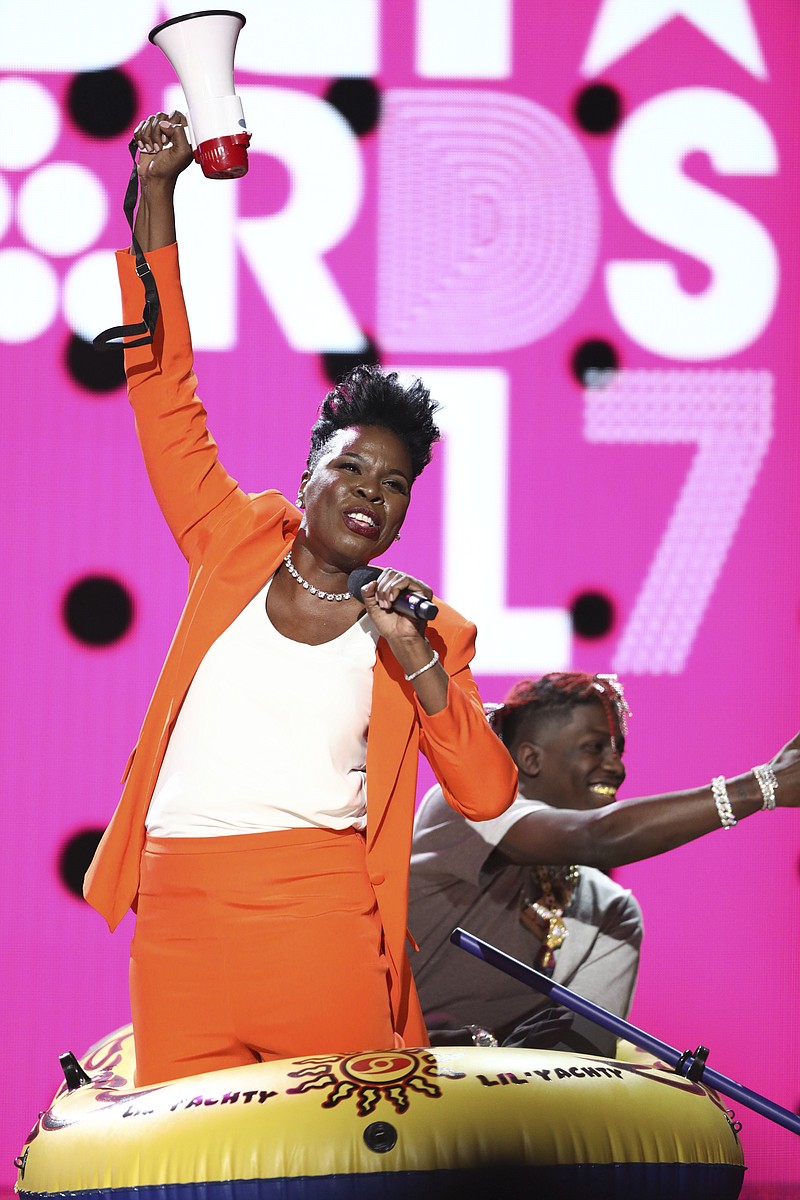 
              Host Leslie Jones performs a skit at the BET Awards at the Microsoft Theater on Sunday, June 25, 2017, in Los Angeles. (Photo by Matt Sayles/Invision/AP)
            