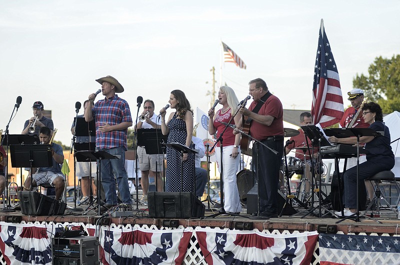 Tabernacle Big Band leads a sing-along at a previous Patriotism at the Post.