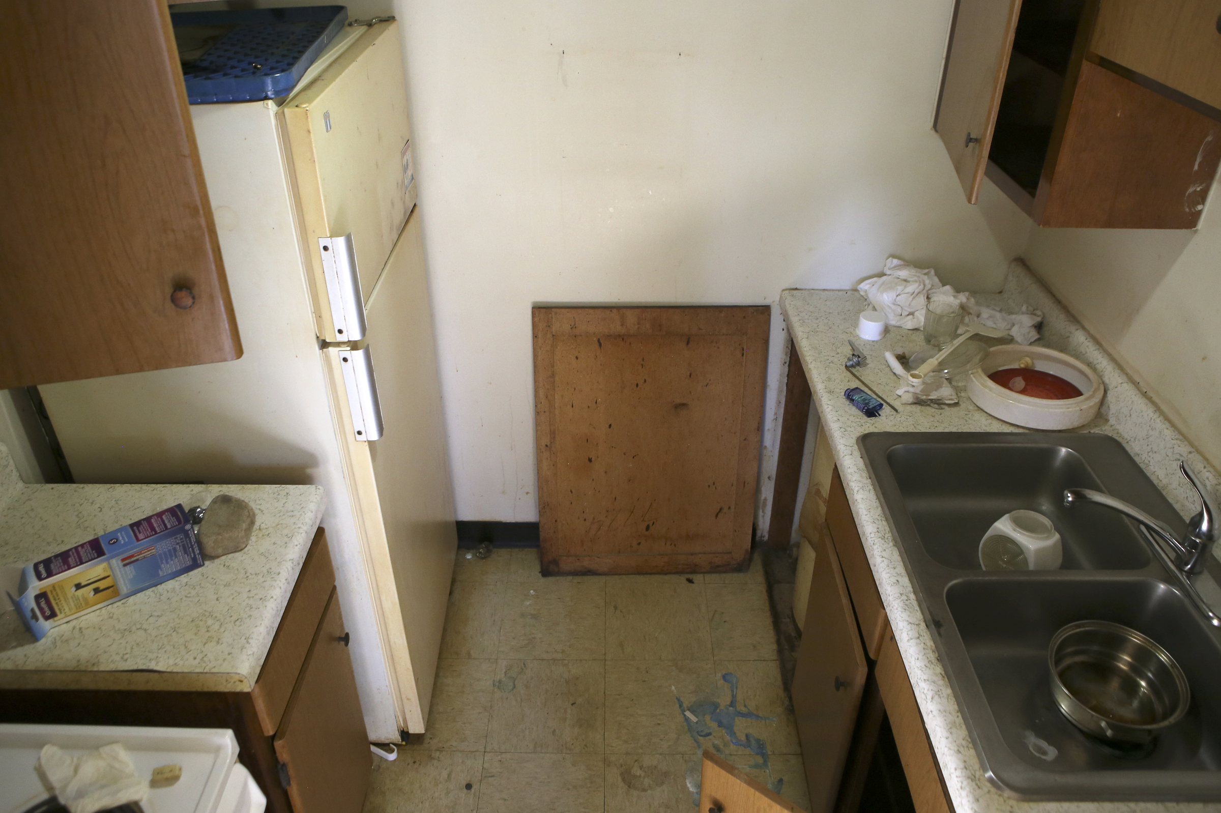 The kitchen in a non-renovated unit at Boynton Terrace Apartments on Wednesday, June 28, in Chattanooga, Tenn.