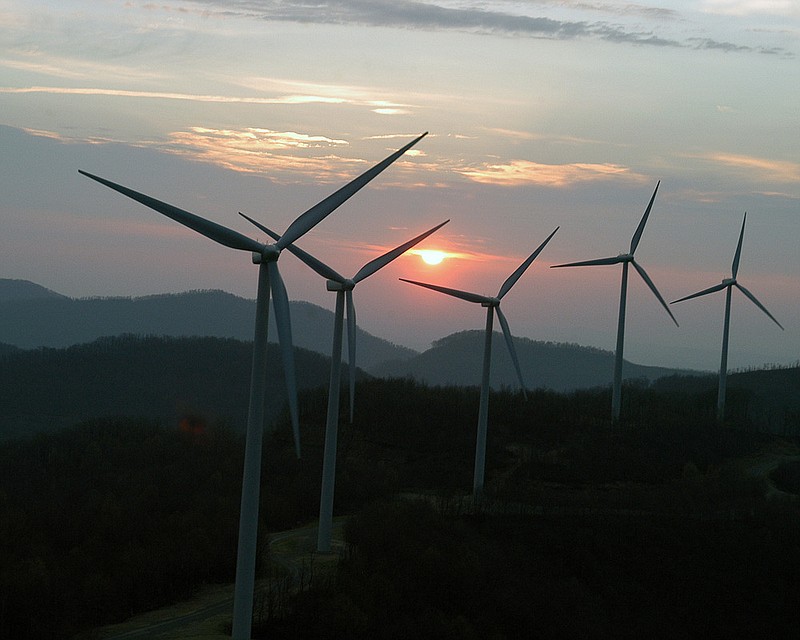 Some of TVA's wind turbines on Buffalo Mountain near Oak Ridge, Tenn.