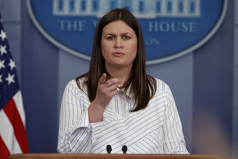 
              White House deputy press secretary Sarah Huckabee Sanders calls on a reporter during the daily press briefing, Wednesday, June 28, 2017, at the White House in Washington. (AP Photo/Evan Vucci)
            