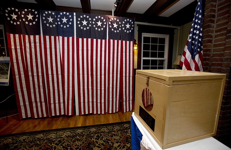 
              FILE - In this Nov. 7, 2016 file photo, a ballot box is set for residents to vote at midnight in Dixville Notch, N.H. A request for detailed information about every voter in the U.S. from President Donald Trump's voting commission is getting a rocky reception in the states. (AP Photo/Jim Cole, File)
            
