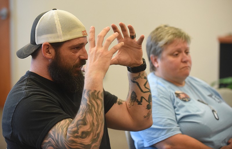Samuel Dean speaks during an Operation Song meeting at the Chattanooga Lifestyle Center July 6, 2016. 