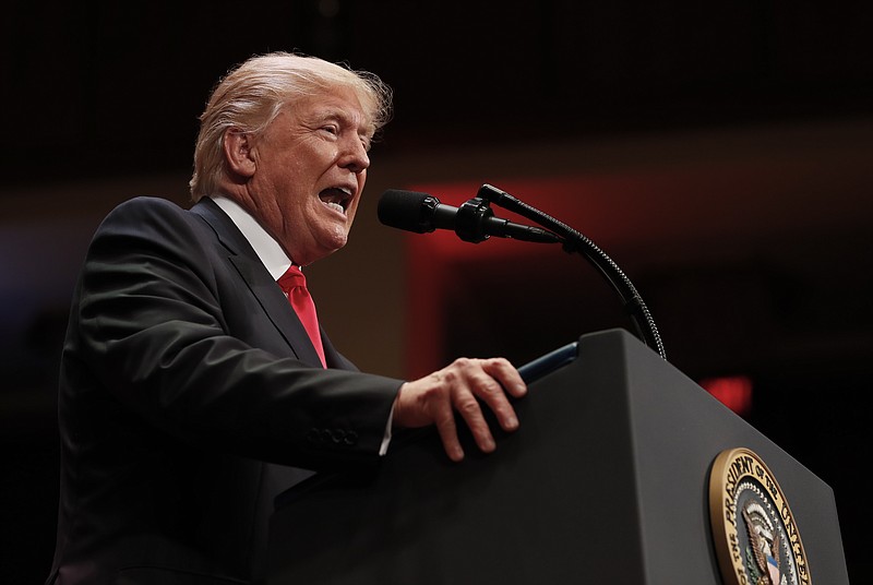 
              FILE - In this July 1, 2017 file photo, President Donald Trump speaks in Washington. President Donald Trump’s first face-to-face meeting with Russian President Vladimir Putin this week will be brimming with global intrigue, but the White House says there’s “no specific agenda.” So in the absence of a set topic list, what are two of the world’s most famously unpredictable leaders to discuss?  (AP Photo/Carolyn Kaster, File)
            