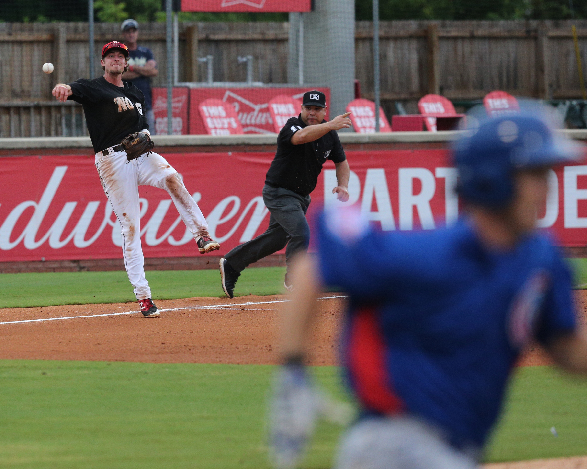 Chattanooga Lookouts third baseman Ryan Walker throws to first during Wednesday night's game against the Tennessee Smokies at AT&T Field. The Lookouts won 5-3 for their 22nd victory in 24 games.