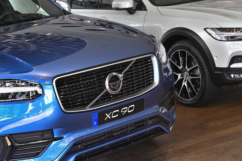 
              A Volvo XC 90 during an interview with Volvo Cars CEO Hakan Samuelsson at Volvo Cars Showroom in Stockholm, Sweden, Wednesday, July 5, 2017. Samuelsson said that all Volvo cars will be electric or hybrid within two years. The Chinese-owned automotive group plans to phase out the conventional car engine. (Jonas Ekströmer/TT via AP)
            