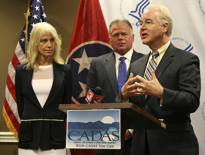 Health and Human Services Secretary Tom Price speaks during a press conference at CADAS on Thursday, July 6, in Chattanooga, Tenn.
