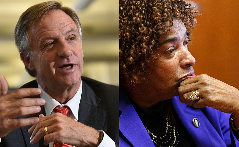Staff file photos / Gov. Bill Haslam, left, is considering putting together a group to assess whether or not limits should be placed on long-term opioid prescriptions. State Rep. JoAnne Favors, right, cautions Haslam to include practicing physicians in the proposed group.