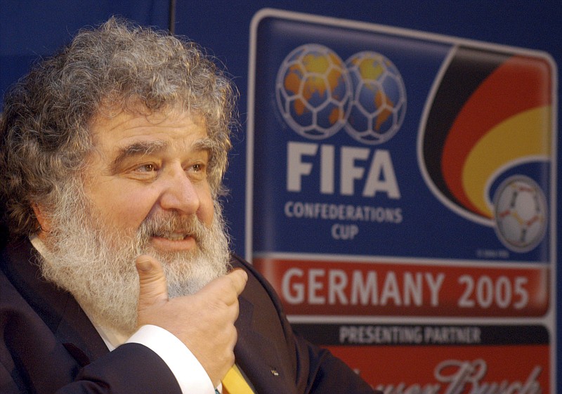 
              FILE - In this Feb. 14, 2005 file photo, Confederation of North, Central American and Caribbean Association Football (CONCACAF) general secretary Chuck Blazer attends a press conference in Frankfurt, Germany. Blazer, the disgraced American soccer executive whose admissions of corruption set off a global scandal that ultimately toppled FIFA President Sepp Blatter, has died. He was 72. Blazer's death was announced Wednesday, July 12, 2017, by his lawyers, Eric Corngold and Mary Mulligan. (AP Photo/Bernd Kammerer, File)
            