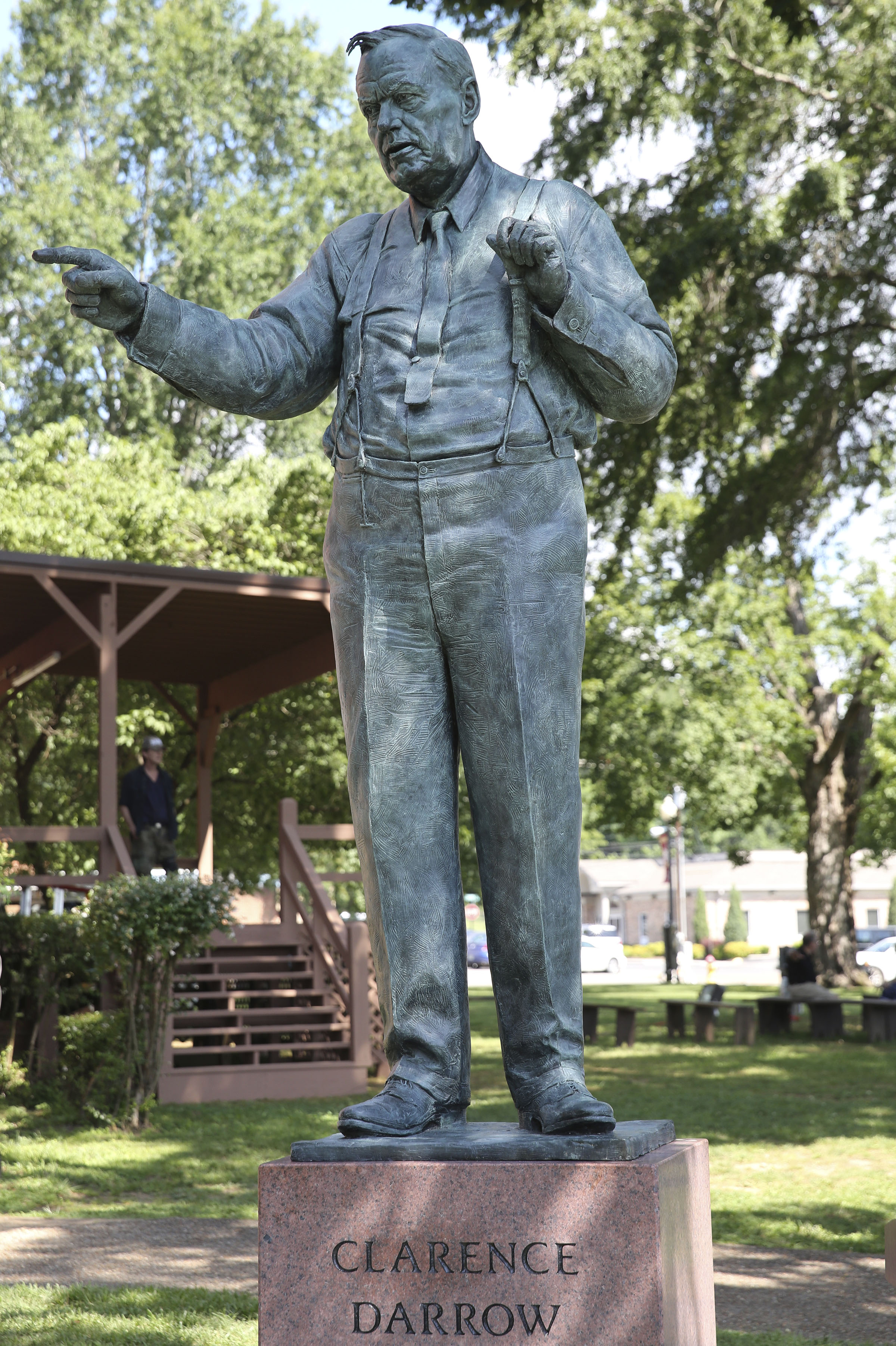 The new statue of Clarence Darrow was unveiled Friday, July 14, 2017, at the Rhea County Courthouse in Dayton, Tenn. The bronze figure of Darrow was sculpted by Zenos Frudakis.