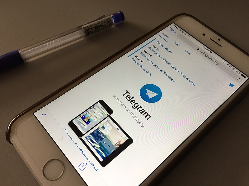 
              The messaging app Telegram is displayed on a smartphone, Saturday, July 15, 2017, in Bangkok, Thailand. Indonesia says it’s blocking web versions of the Telegram instant messaging app and will block the app completely if it continues to be a forum for radical propaganda and violent militants. (AP Photo)
            