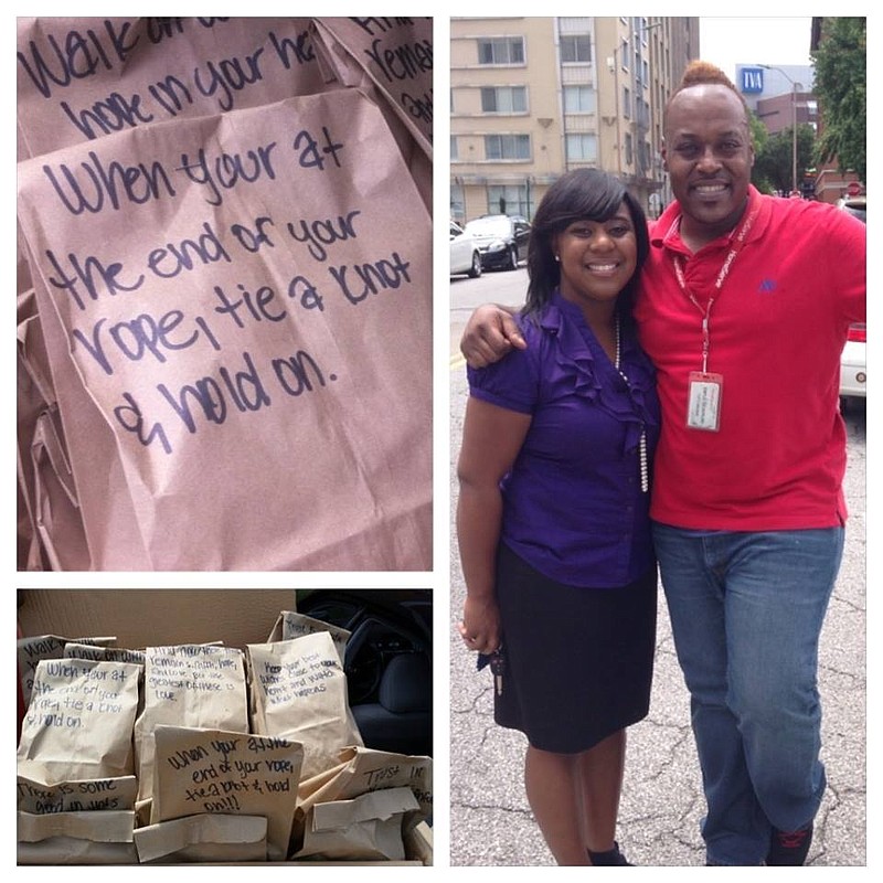 Janay Roberson (left) poses with Coriaunto Rogers. Roberson plans to pass out bagged lunches with volunteers July 22 in honor of her birthday July 21. (Contributed photo)