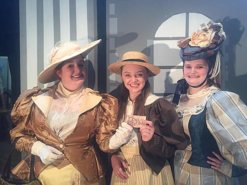 From left are Kendra Gross as Dolly Levi, Rachel Truex as Minnie Fay and Darby Jones as Irene Molloy.