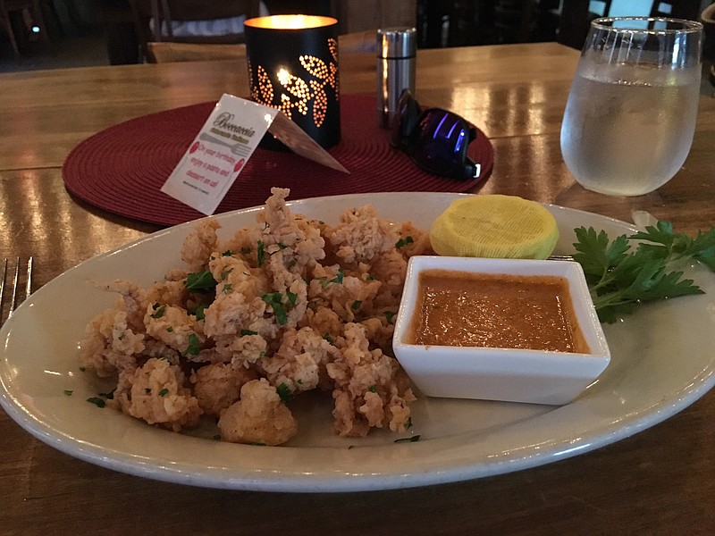 Calamari Fritti is served with a spicy tomato sauce at Boccaccia.