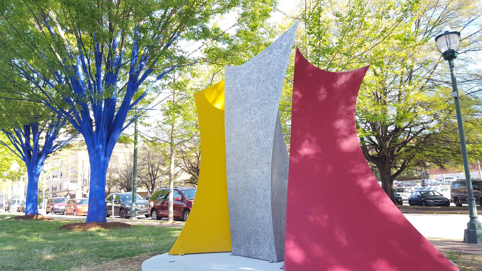 "Intrusion" by Harry McDaniel of Asheville, N.C., explores the energy created by three large, irregular forms pushed together.