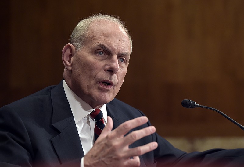 FILE - In this May 25, 2017, file photo, Homeland Security Secretary John Kelly testifies on Capitol Hill in Washington. Kelly says states should not be wary of asking for the federal government's help to strengthen election systems in light of Russian meddling in last year's election. (AP Photo/Susan Walsh, File)