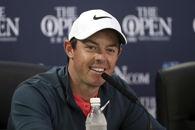 
              Northern Ireland's Rory McIlroy speaks during a press conference ahead of the British Open Golf Championship, at Royal Birkdale, Southport, England Wednesday, July 19, 2017. (AP Photo/Peter Morrison)
            