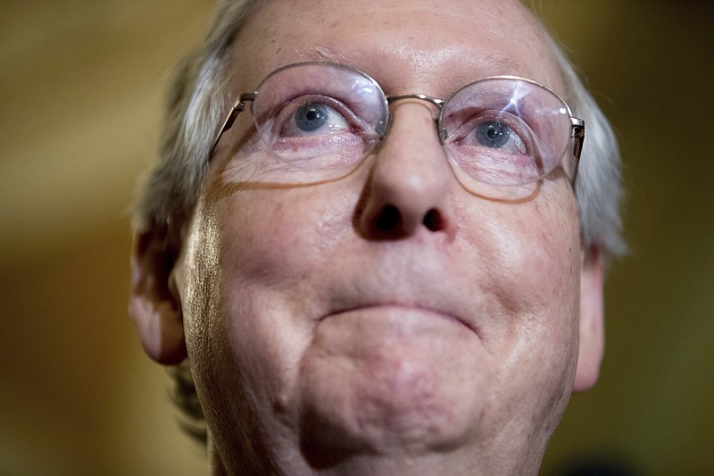
              In this July 18, 2017, photo, Senate Majority Leader Mitch McConnell of Ky. speaks on Capitol Hill in Washington. McConnell’s image as a dauntless legislative tactician has been dented as the banner Republican effort to scuttle President Barack Obama’s health care law crumbled this week. (AP Photo/Andrew Harnik)
            