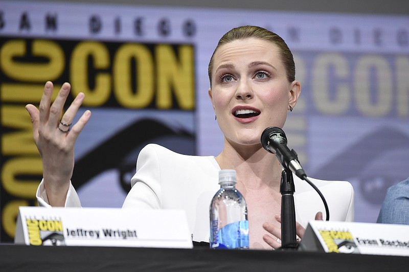 
              Evan Rachel Wood speaks at the "Westworld" panel on day three of Comic-Con International on Saturday, July 22, 2017, in San Diego. (Photo by Richard Shotwell/Invision/AP)
            