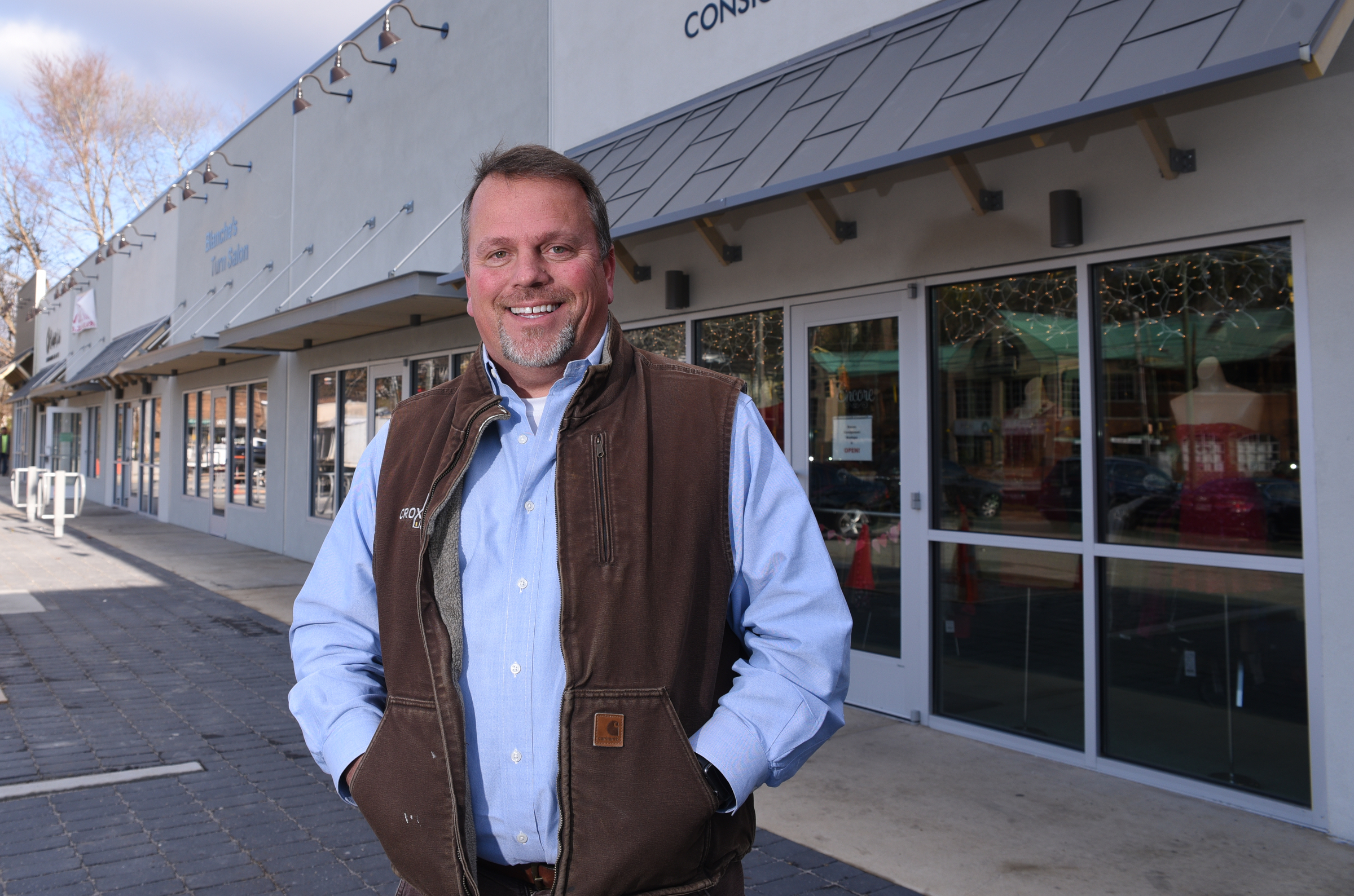 Mike Croxall stands outside of North Chattanooga shops on Thursday, Feb. 9, 2017.